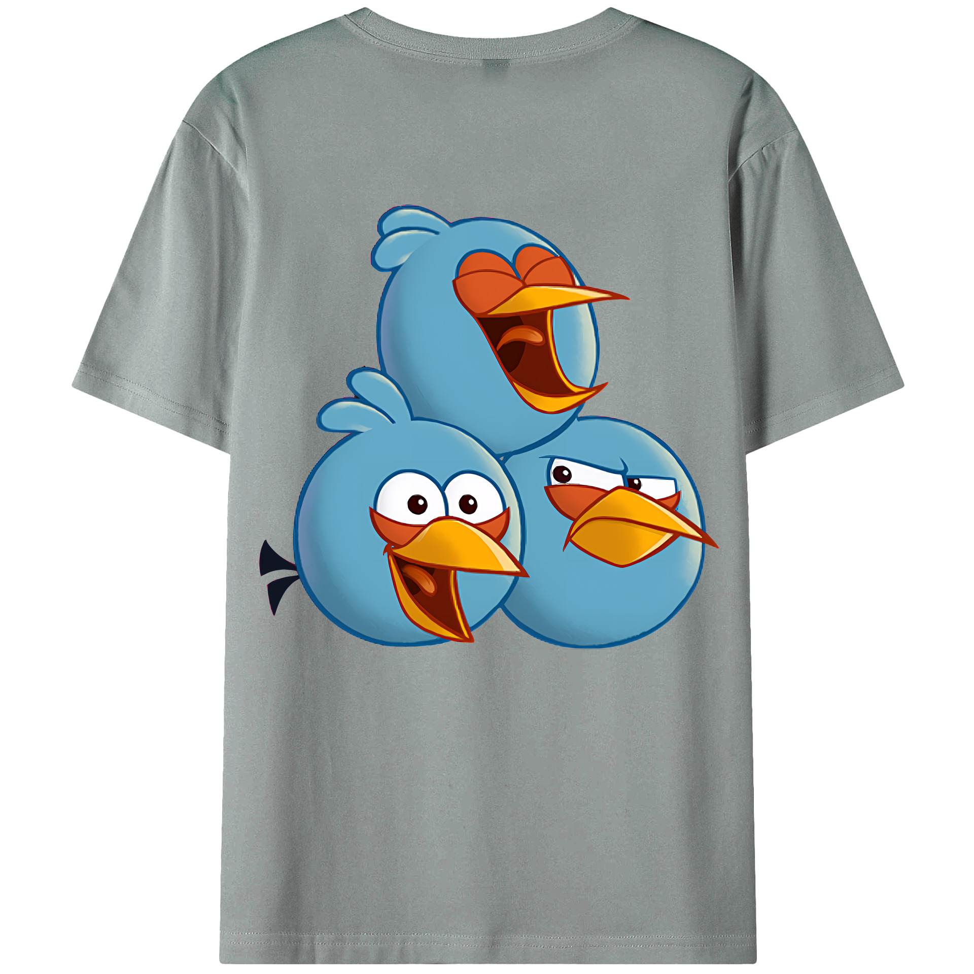 （画像用） Angry Birds アングリーバード 綿100％ メンズ半袖Tシャツ（バックプリント） 通気性